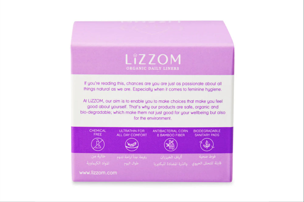 LiZZOM Organic Ultrathin Daily Liners — packaging — LiZZOM organic period care, UAE