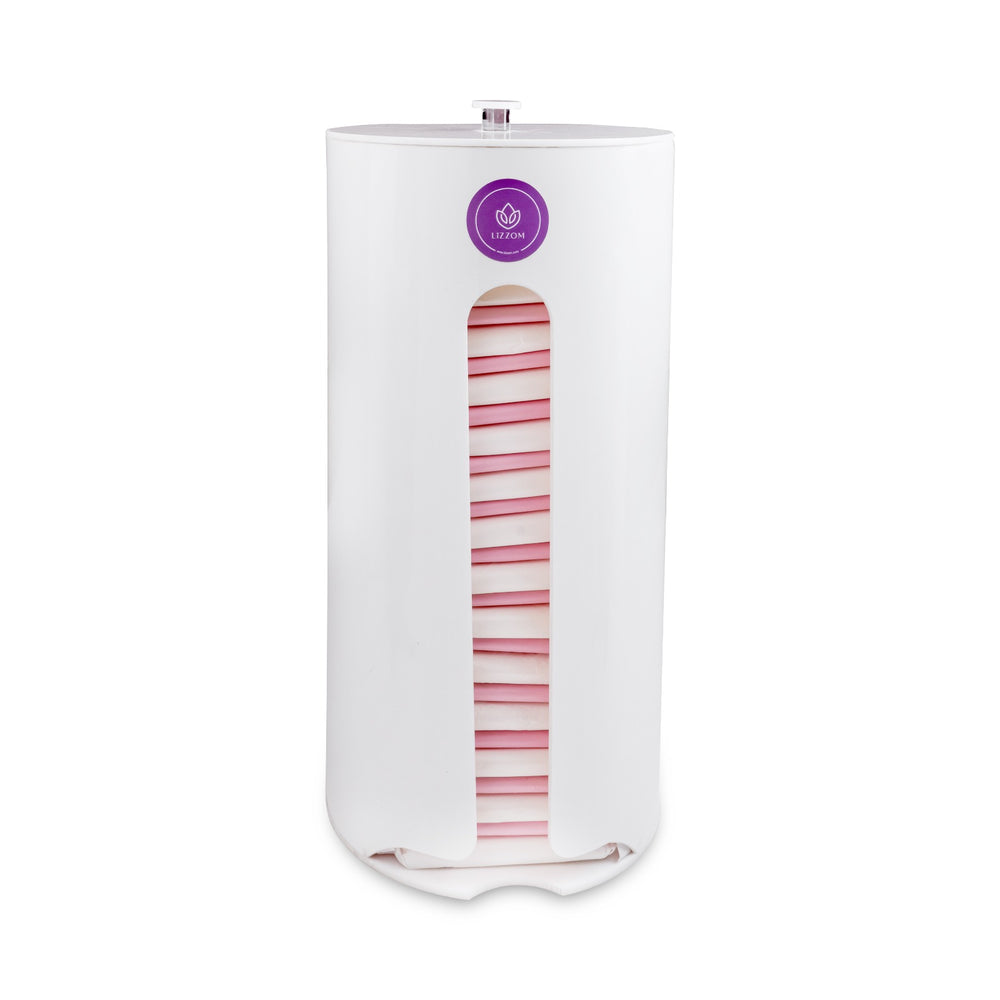 MODEL-SCW-PRO Sleek CURVED Acrylic White Sanitary Pads Dispenser PRO.