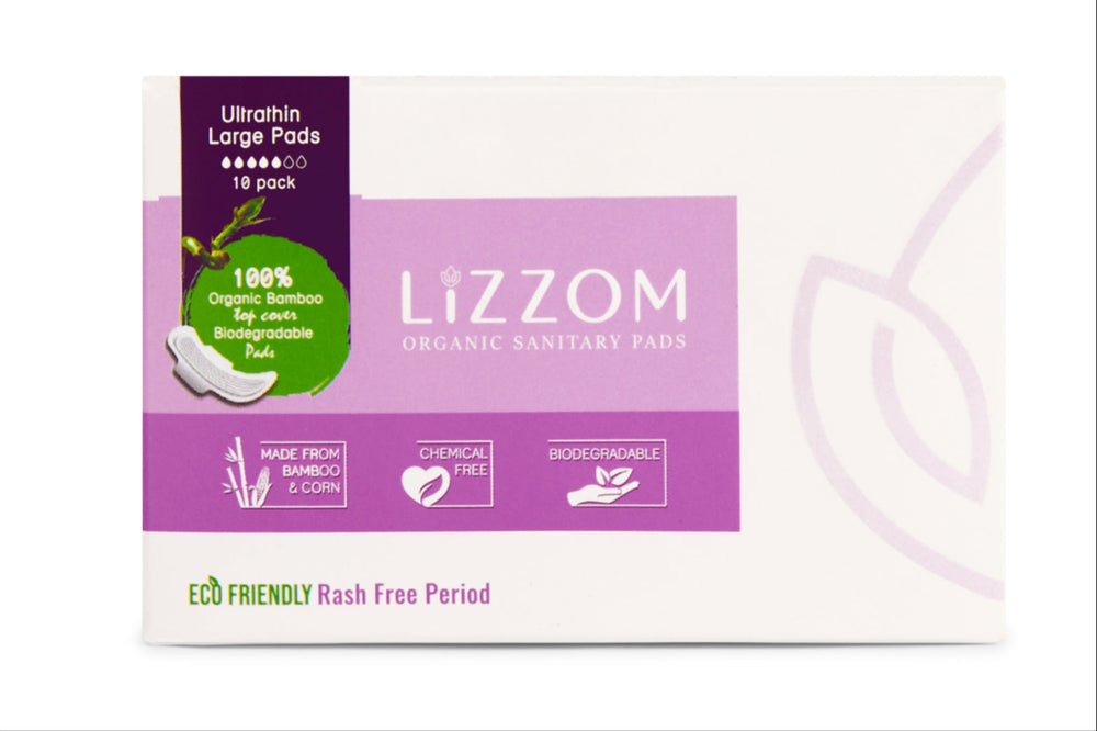 LiZZOM Organic Ultrathin Sanitary Pads — size comparison — LiZZOM organic period care, UAE