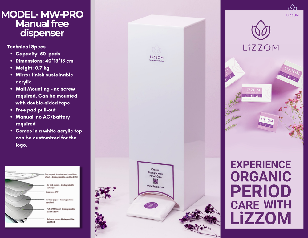MODEL-MW-PRO Minimalist Manual Acrylic White - Sanitary Pads Dispenser.