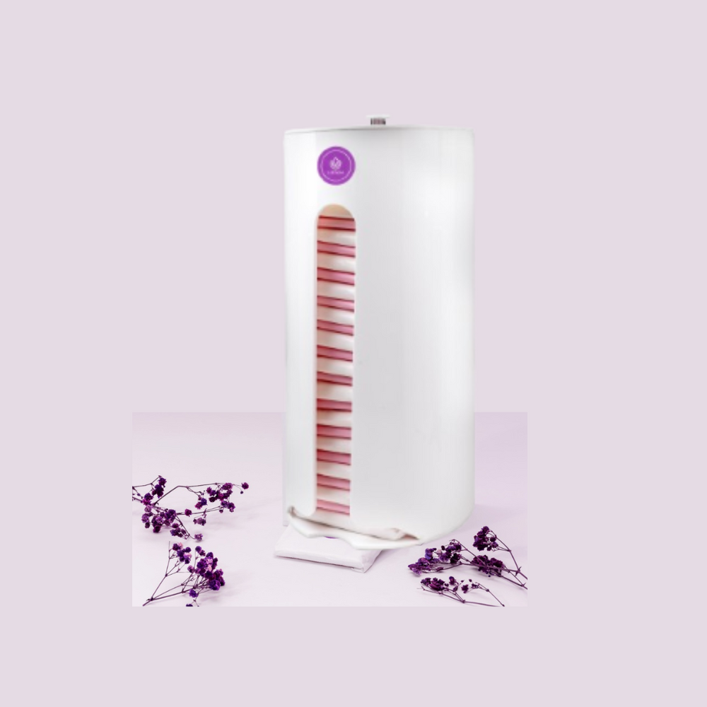 MODEL-SCW-PRO Sleek CURVED Acrylic White Sanitary Pads Dispenser PRO.