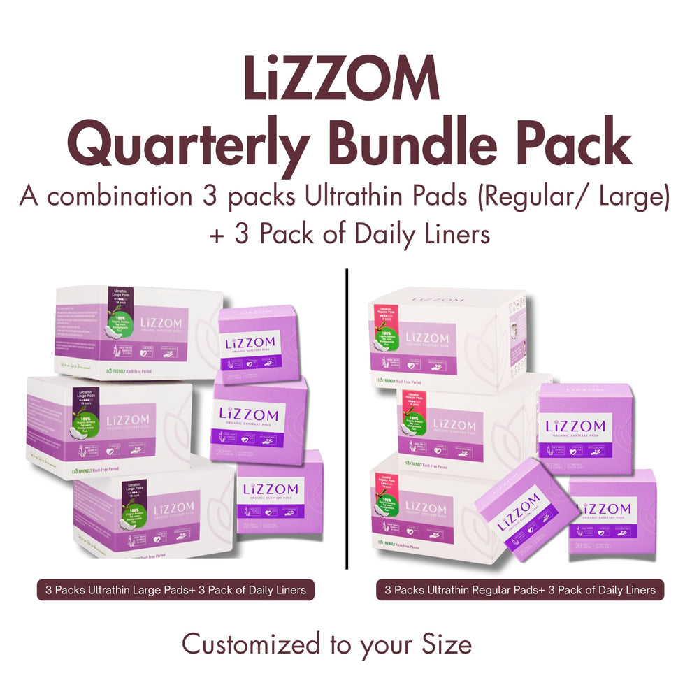 LiZZOM Quarterly Bundle Pack — pack shot — LiZZOM organic period care, UAE
