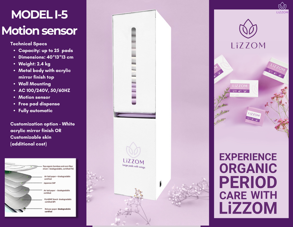 MODEL-I-5-A   Fully Automatic Motion Sensor White Sanitary Pad Vending Machine -   (Free pad dispense).