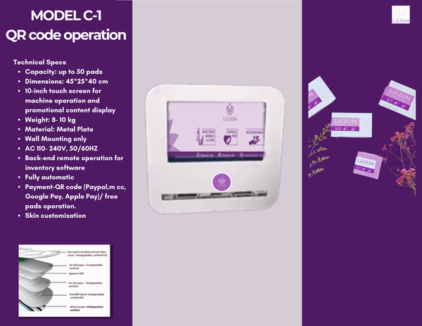 MODEL-C-1  Sanitary Pads Vending Machine – QR code operation