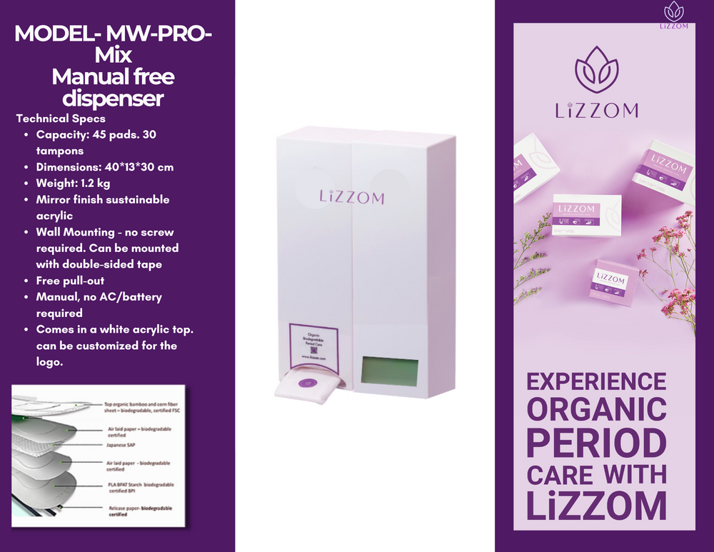 Minimalist Manual Acrylic White - Tampons and Sanitary Pads Dispenser — LiZZOM organic period care, UAE