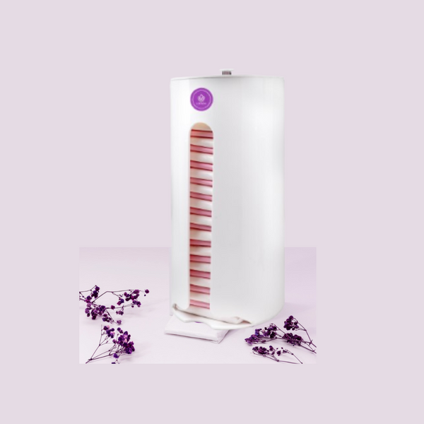 MODEL-SCW-PRO Sleek CURVED Acrylic White Sanitary Pads Dispenser PRO