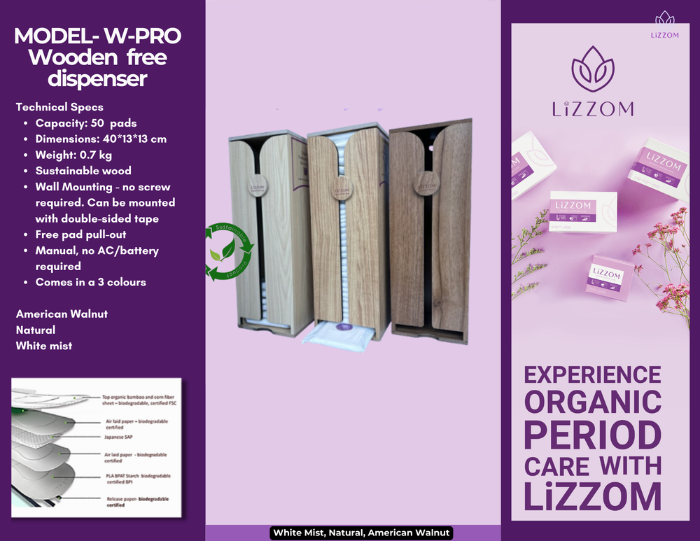 MODEL-W-PRO Minimalist Manual Wooden Sanitary Pads Dispenser.