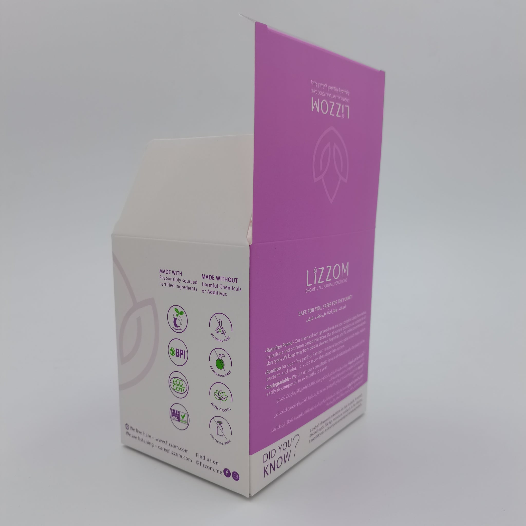 LiZZOM Organic THICK Night Pads - 10 count. Dry feel | Plastic free | Antibacterial | Odor & Rash free. ( CHECK OUR SIZES )
