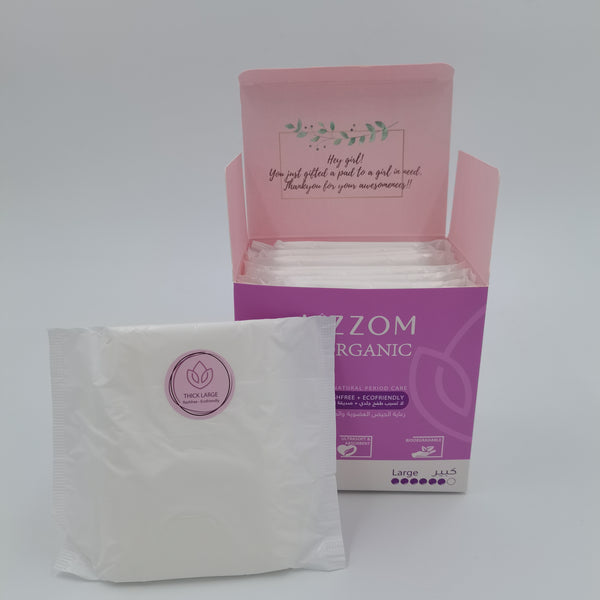 Organic THICK Night Pads - Pack of  2 boxes (20 Pads). Dry feel | Plastic free | Antibacterial | Odor & amp; Rash free. ( CHECK OUR SIZES )