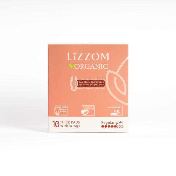 LiZZOM Organic THICK Night Pads - 10 count. Dry feel | Plastic free | Antibacterial | Odor & Rash free. ( CHECK OUR SIZES )