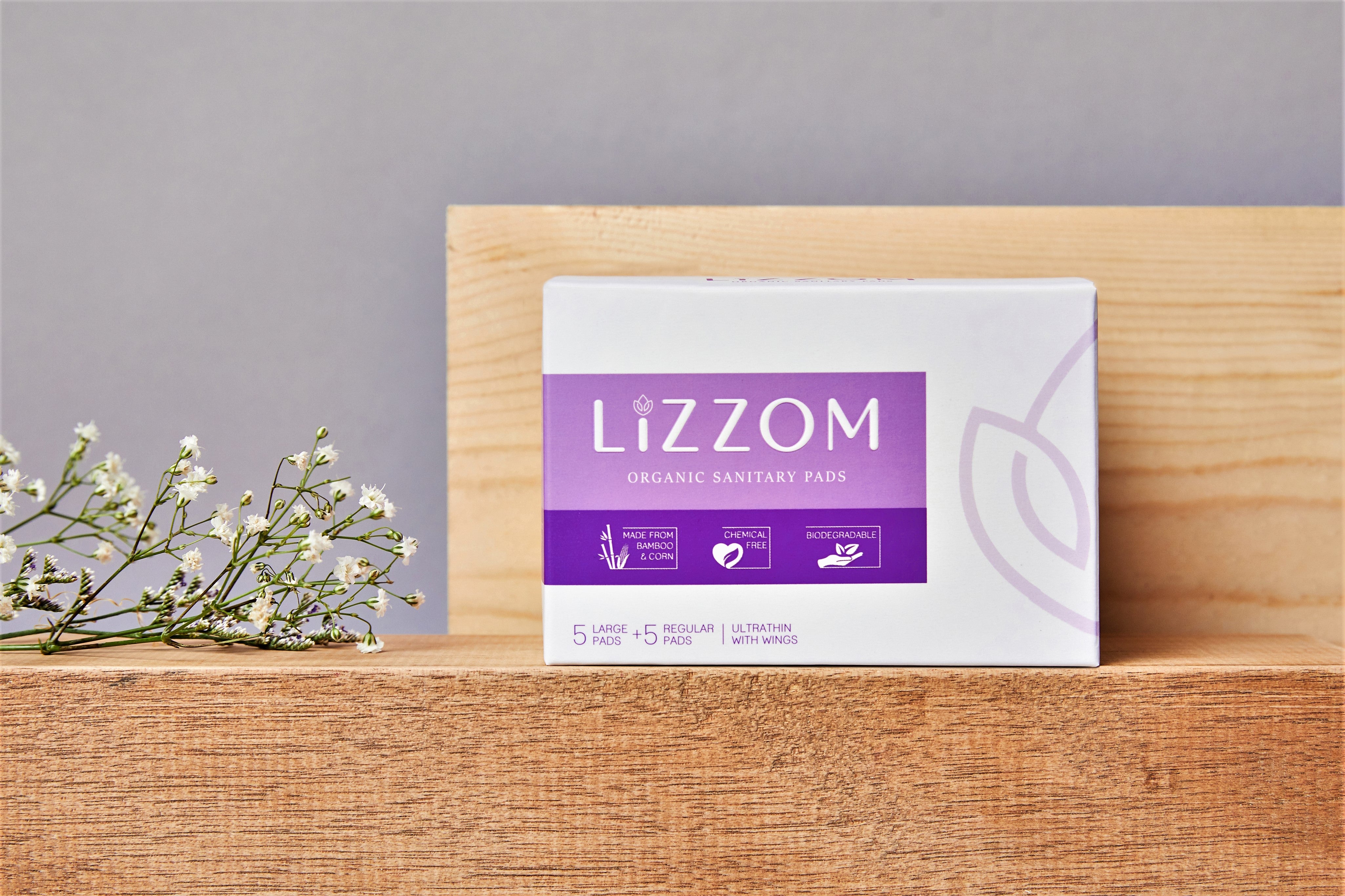 LiZZOM Organic Ultrathin Sanitary pads (MIX SIZE PADS- Regular+Large)