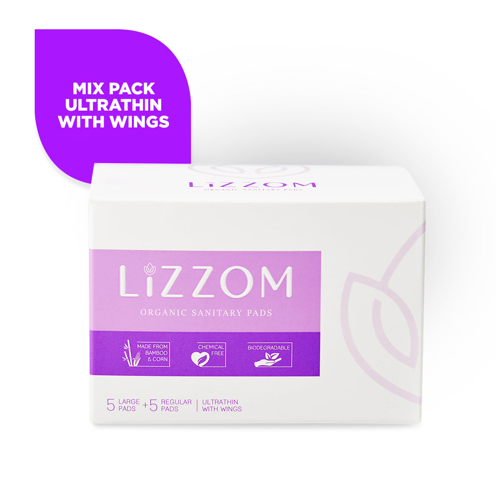 LiZZOM Organic Ultrathin Sanitary pads (MIX SIZE PADS- Regular+Large)