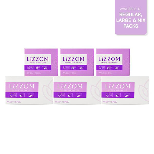 LiZZOM Quarterly Bundle Pack (A combination of 3 packs of your chosen size of pads + 3 packs of your favourite daily liners)