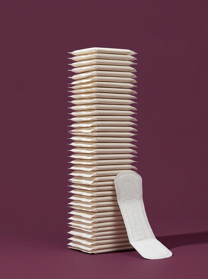 A tower of wrapped pads