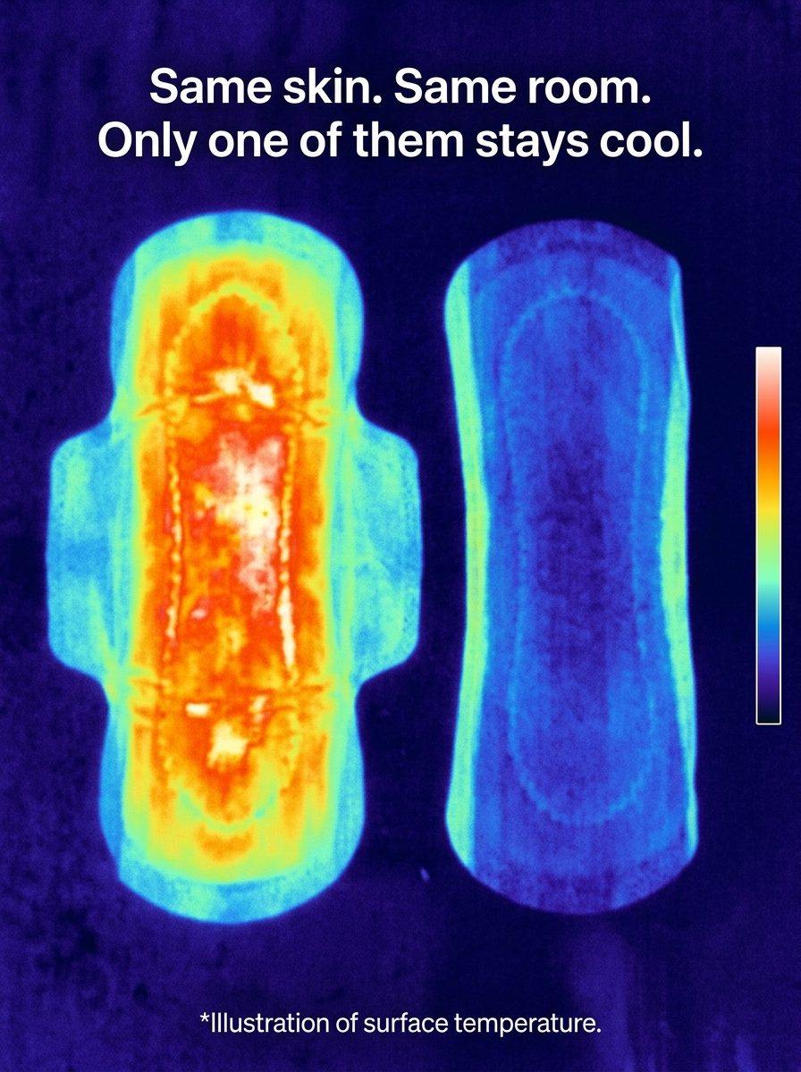 Thermal illustration comparing a plastic pad and a bamboo pad
