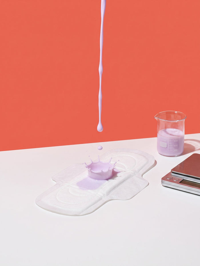 Liquid drop absorbed by a LiZZOM thick pad next to a measuring beaker